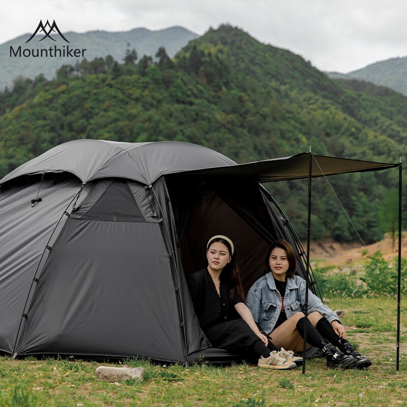 Mountainhiker-신제품 SZK281 3-4 인용 야외 라운드 텐트, 210T 폴리에스터 방수 쉼터, 찢김 방지, 블랙 캠핑 돔 텐트